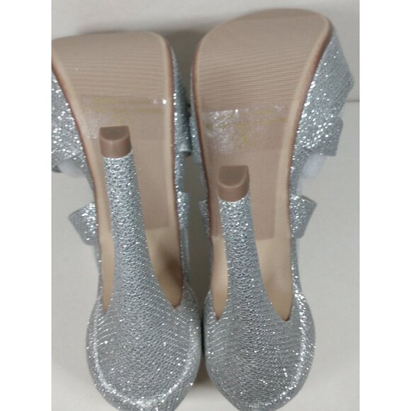Women Sz 9 Silver High Heel Stilettos Party Sandals Open Toe Platform Dress Pump - Picture 6 of 11